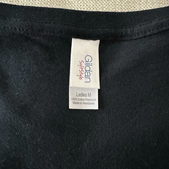 Women Mondo Guerra Black T-Shirt with Silver Foil Motif - Size M - Never used - Picture 4 of 5